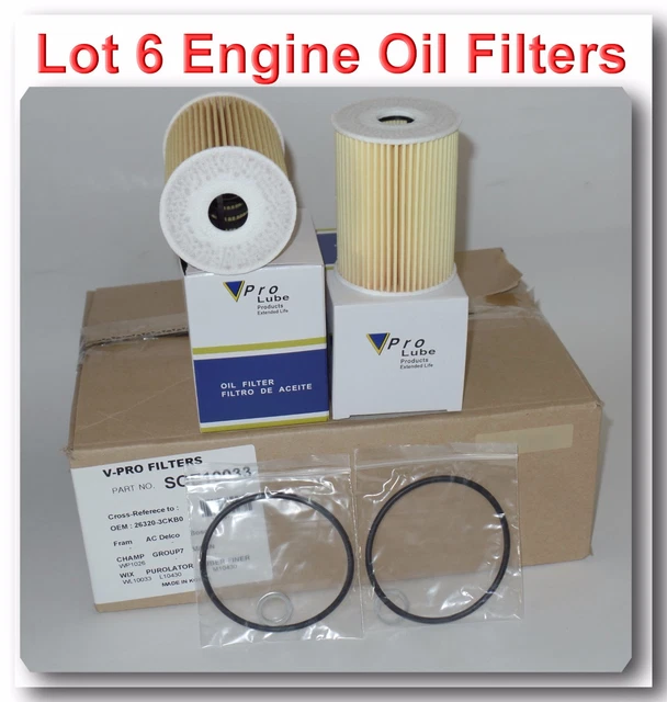 6 X OIL Filter Made In Korea FitsOEM 263203CKB0 Genesis Hyundai Kia