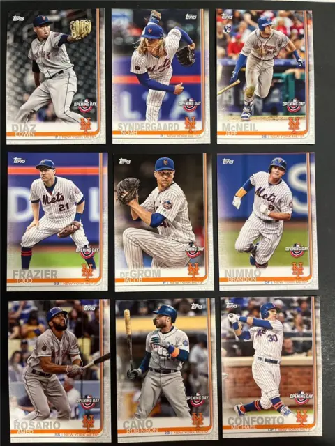 2019 Topps Opening Day New York Mets Team Set 9 Cards