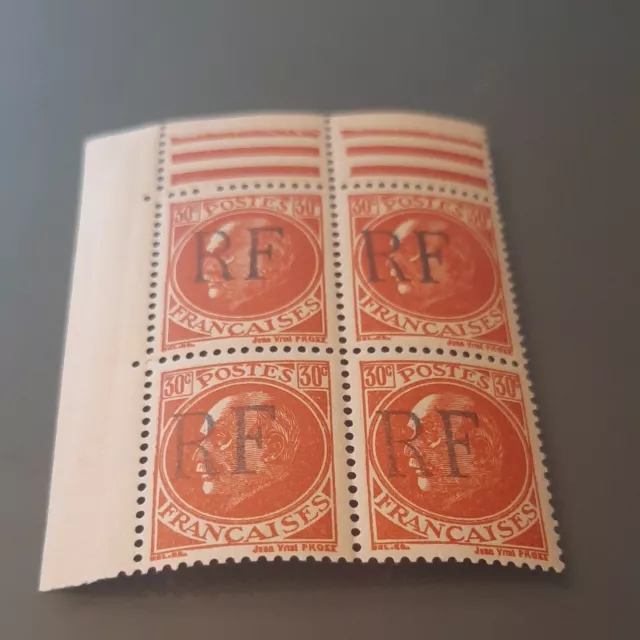 Stamp France N°23 Bloc Of 4 Liberation Montreuil Bellay Sign Mayer New