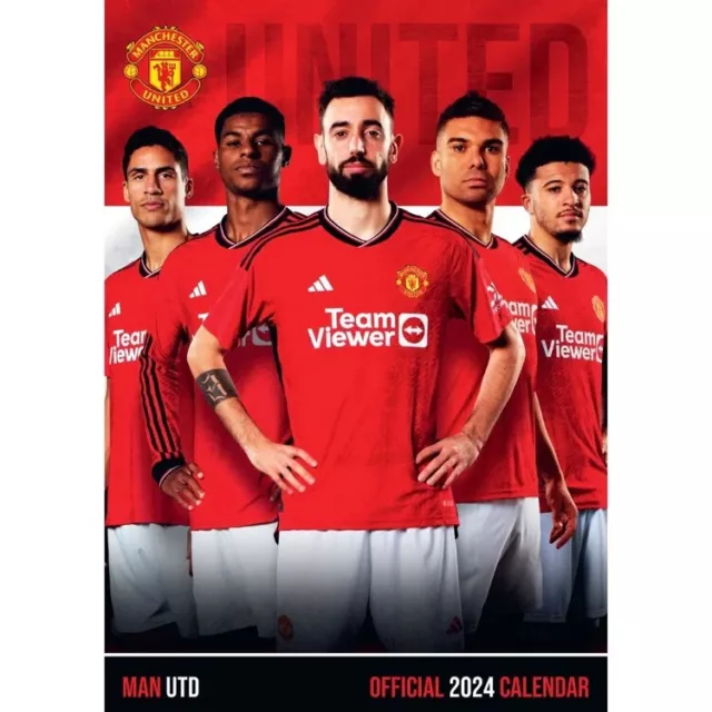 MANCHESTER UNITED FC 2024 A3 Calendar Official Christmas Gift Idea Fan
