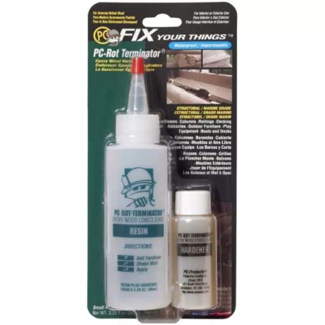 PC Products PC-Rot Terminator Epoxy Wood Hardener, Two-Part 3.25oz in Two