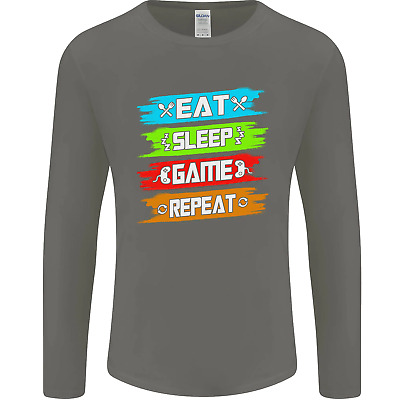 EAT Sleep Gioco Divertente Giocatore gamming Da Uomo Manica Lunga T-shirt 2