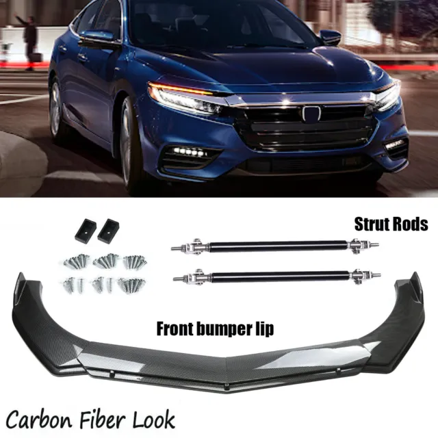 Front Bumper Lip Splitter Spoiler Body Kit Carbon Fiber Rods For Honda Insight