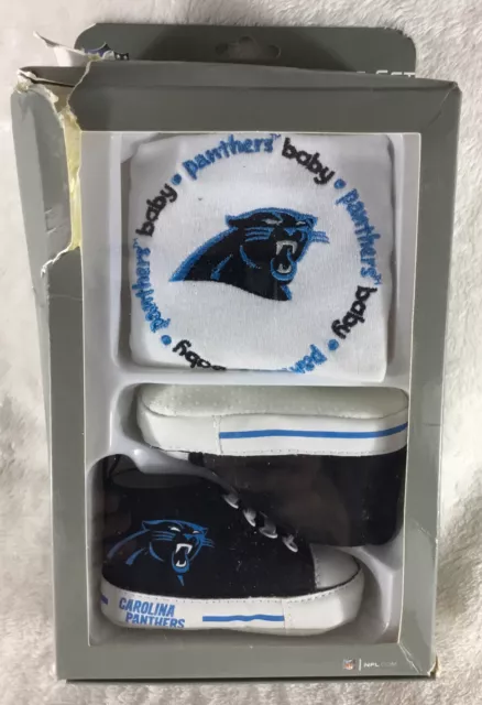 NFL Carolina Panthers Baby BIB & Pre-Walker Newborn Gift Set Size 0-6 Months