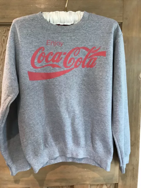 Size S 1990s Grey Coca-Cola Cropped Sweatshirt Americana, Fits Size 10, Baggy 8