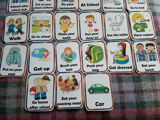 Visual Routune Chart Sen DAILY ROUTINE CHART flashcards Autism ASD SEN educational visual ...