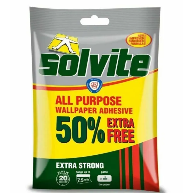 Solvite All-Purpose Extra Strong Wallpaper Paste Adhesive -Hangs up to 7.5 Rolls