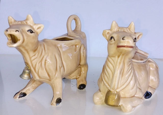 Vintage Kenmar Ceramic Brown Cow Sugar and Creamer Japan  Farm Country