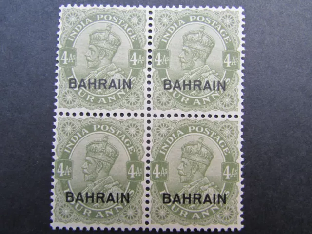 CSS606A: Bahrain (1934) MNH KGV 4 Annas Stamp Block SG19