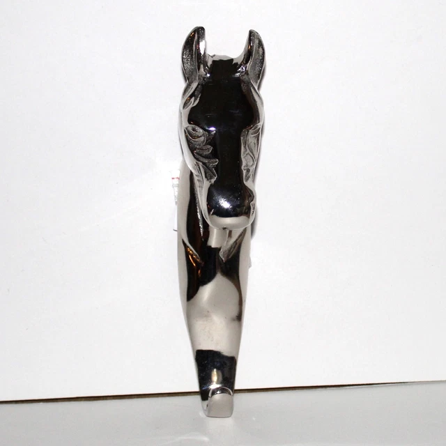 Horse Head coat hanger hook Cast Aluminum 10” NEW large silver 3