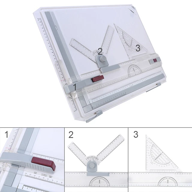 Profi Zeichenbrett Zeichenplatte Reißbrett A3 Kit Multifunktional mit Zubehör