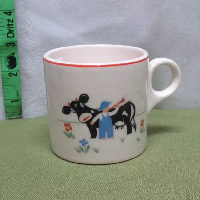 LITTLE BOY BLUE repaired coffee mug Blow Your Horn vtg fairy tale cow cup