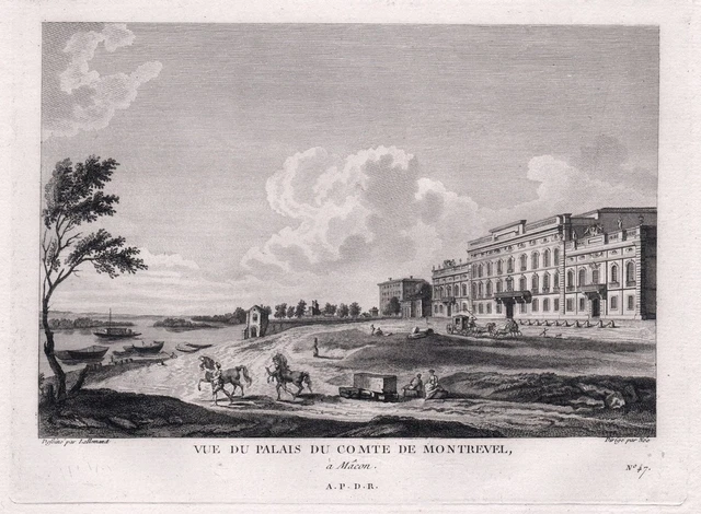 Macon Hotel de Ville Bourgogne estampe gravure engraving Kupferstich 1780