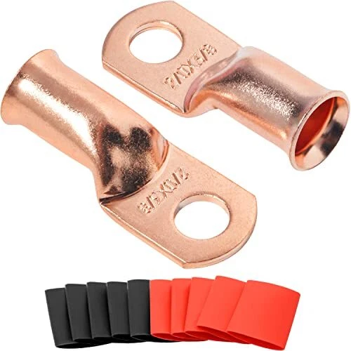 10pcs 2/0 AWG-3/8”Copper Cable lugs, 00 Gauge Wire lugs Heavy Duty