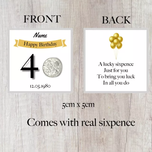 Personalised Lucky Sixpence 40th Birthday Token - Gift - Banner Design 1984