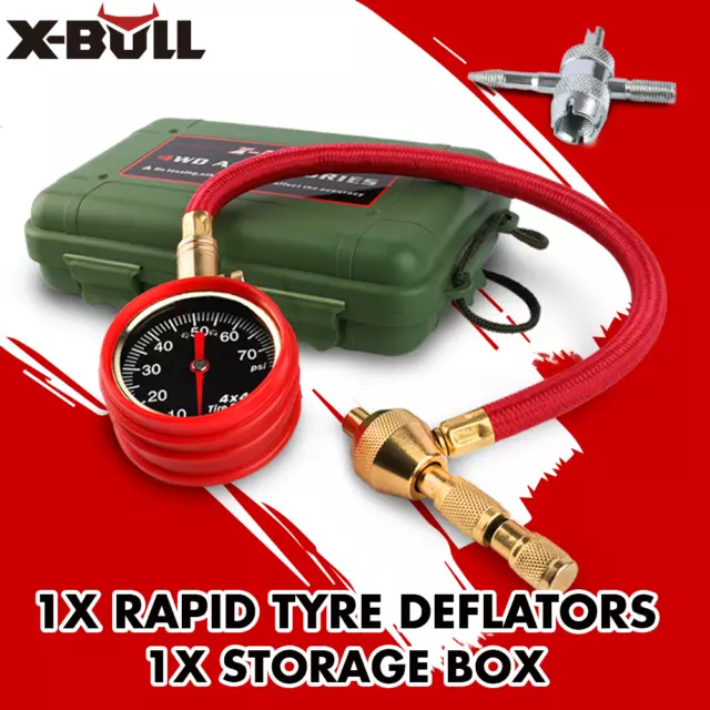 X-BULL Tyre/Tire Deflator Rapid  Air Deflators 4WD 4X4 Pressure Gauge Valve Tool