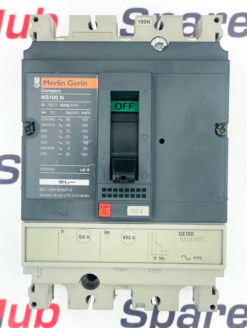 Disjoncteur Merlin Gerin NS100N TM63D 40/100A 8kW - Occasion Fonctionnel