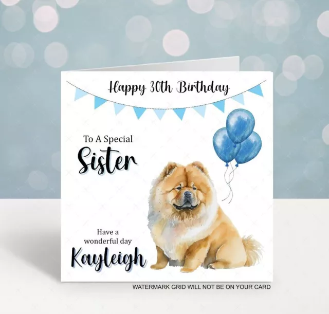 personalised  birthday card  Chow Chow Dog Ladies Daughter Friend Pets Wife Girl