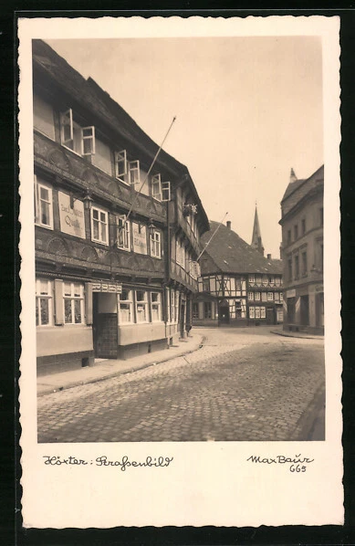 Foto-AK Max Baur: Höxter, Straßenpartie am Gasthof zur guten Quelle