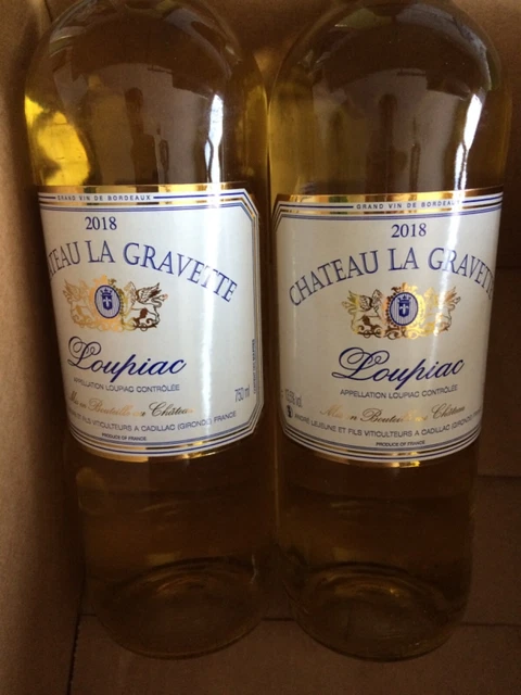 2 Bouteilles Chateau La Gravette Loupiac 2018 (75Cl) 13% Vol