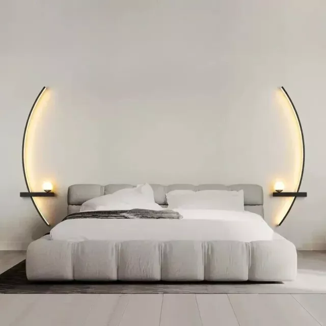 Modern LED wall light. Decorative wall light for bedroom in black gold