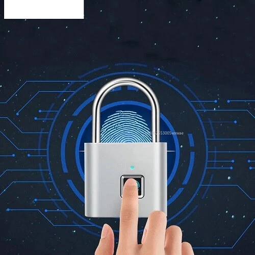 Padlock Quick Unlock USB Rechargeable Locker Door Lock Black Silver  Padlock Qui