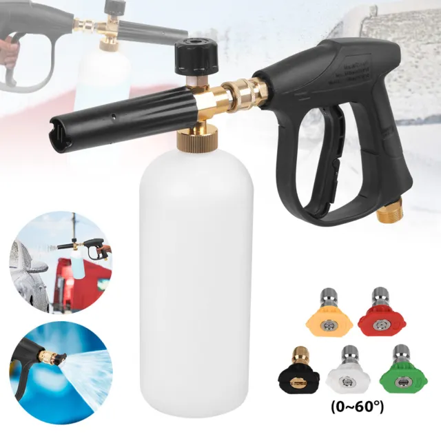 1/4" Snow Foam High Pressure Washer Gun Car Wash Soap Lance Cannon Spray Bottle