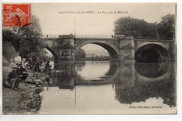SAINT NICOLAS DE PORT - Meurthe et Moselle - CPA 54 Pecheurs au pont de Meurthe