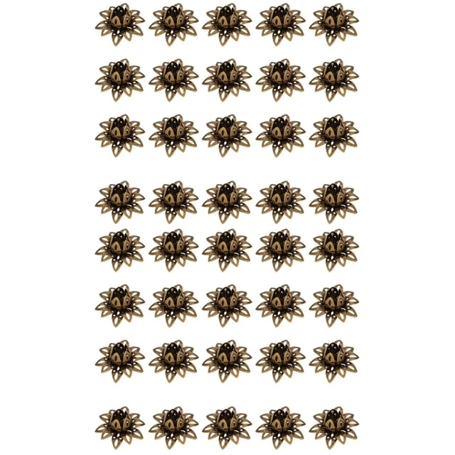 40 PIEZAS HÁGALO USTED MISMO Accesorios Cuentas de loto Tapas de flores Dijes Colgantes Extremo Espaciador Hueco