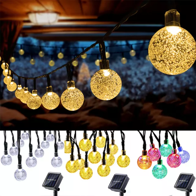 20/30/50/100 LED Solar String Lights Outdoor Garden Crystal Ball Fairy Light