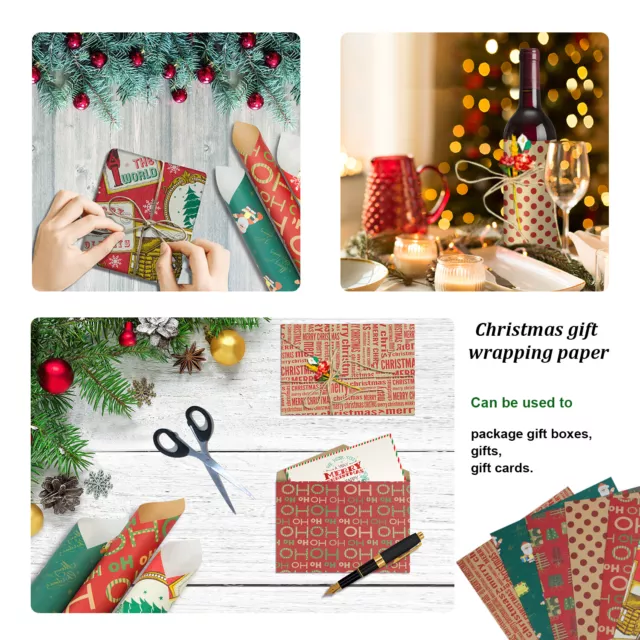 6 Sheet Christmas Wrapping Paper Multicolor Paper for Adults