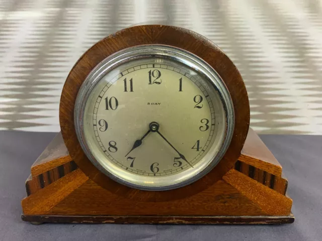 Art Deco Tischuhr Holz Gehäuse Mit Feinen Intarsien Made In Baden Antike Uhr