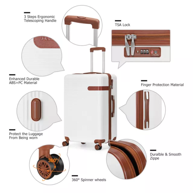 Luggage 3 Pcs Set Suitcase Spinner Hardshell Lightweight TSA Lock 20/24/28in 3