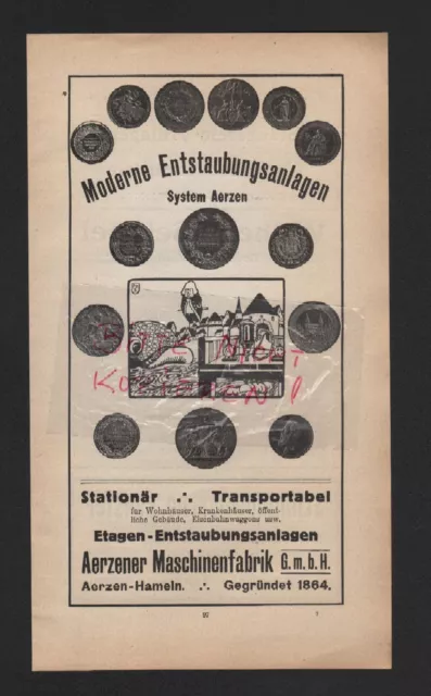 AERZEN-HAMELN, Werbung 1911, Aerzener Maschinen-Fabrik GmbH Entstaubungsanlagen