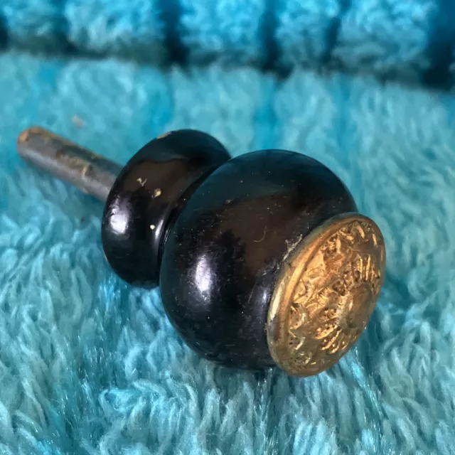 19th Century Victorian Ebony & Ornate Brass Latch Turn Knob