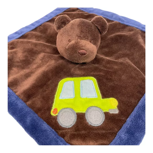 tiddliwinks Bear & Car Security Blanket Lovey 12" Navy & Brown Truck Blue NWOT