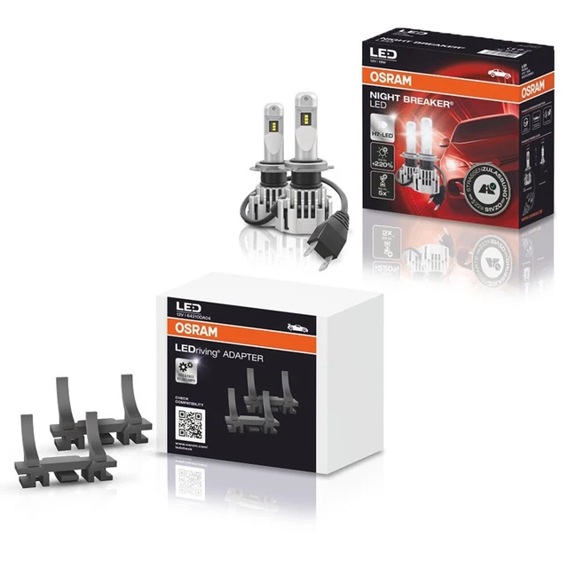 Osram 2 Lampadine H7 Interruttore Notturno Led + Adattatore Led 4