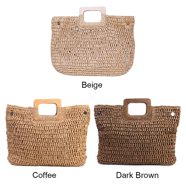 Women Straw Shoulder Bag Summer Beach Holiday Knitted Totes Handbags for Girls F 2