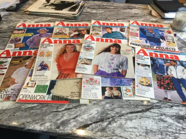 10 Anna Burda Knitting & Needlecrafts Magazines - Embroidery Sheets Workshops