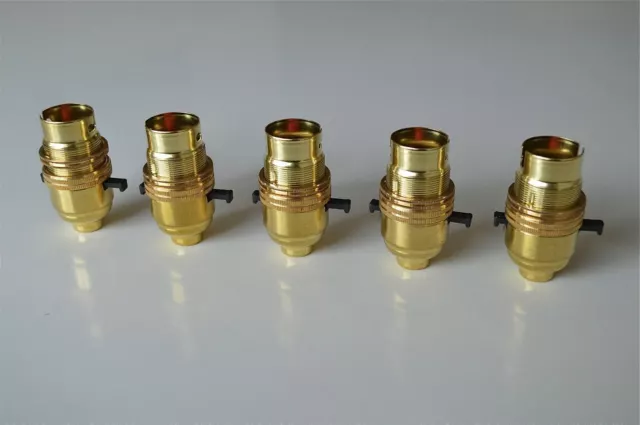 5 Brass Switch Bayonet Fitting Lamp Bulb Holder Lamp Shade Ring 1/2 Inch R1