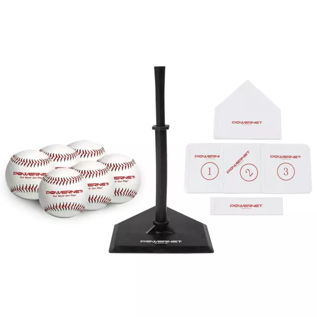 PowerNet Softball T-Ball Coaching 8-Piece Set Bundle with Adjustable Tee