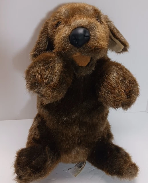 FOLKMANIS SITTING DOG Hand Puppet 14 Inch Brown Floppy Ears EUC Stuffed