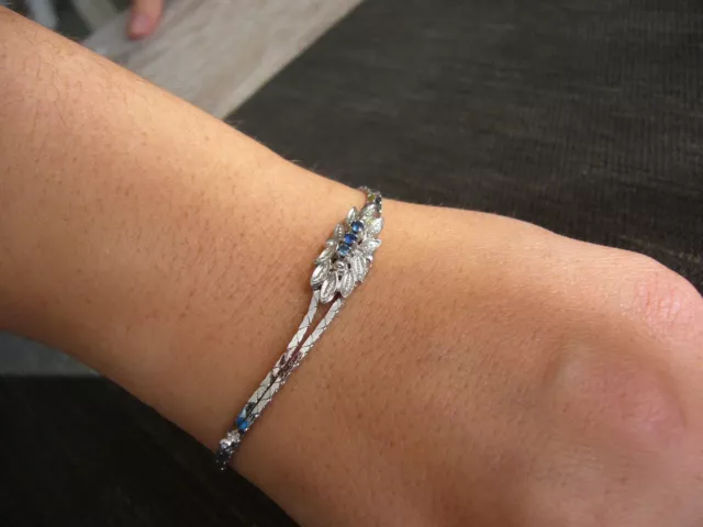 Zauberhaftes schönes altes Armband 835Silber mit dunkelblauen Steinen wohl Saphi