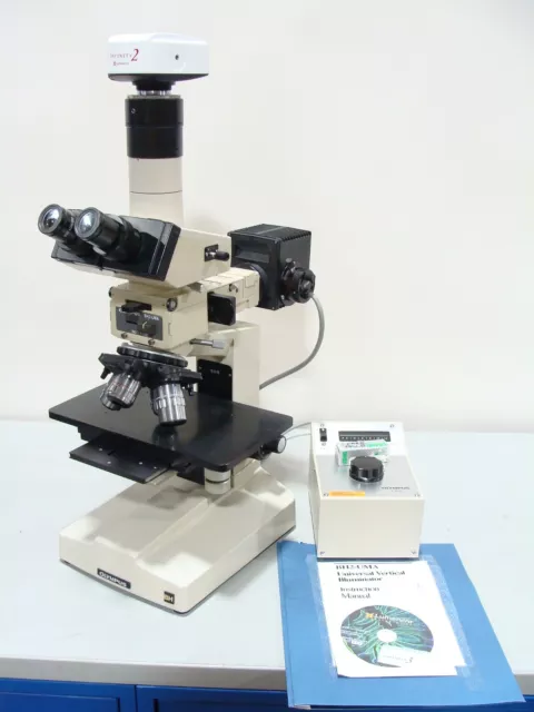 Olympus Bh BHT BH2-UMA Nomarski Dic Bf / Df Trioculaire Metallurgical Microscope