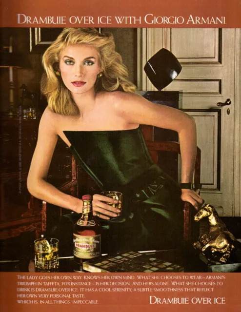 1980 Drambuie Liqueur Scotch Whisky Giorgio Armani Sexy Vintage Print Ad 1980s