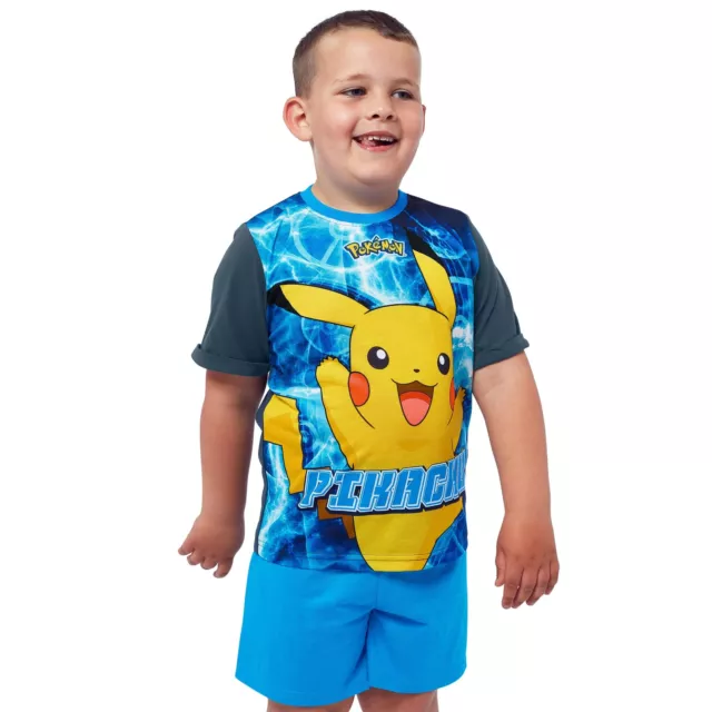 Pokemon Pigiama Bambino | Pigiamone Corti Pikachu Blu 7-8 Anni 2