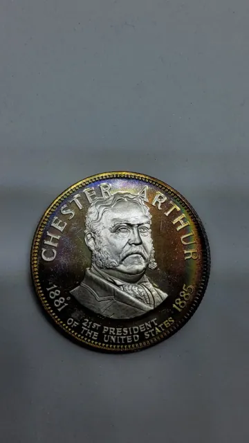 Franklin Mint Sterling Chester Arthur President Coin 32.3 Grams