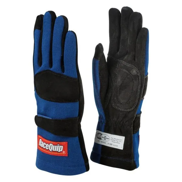 Racequip Premium 355 Series Blue Large Double Layer Racing SFI-5 Gloves 355025
