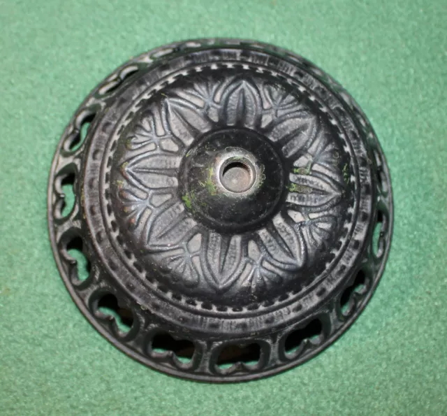 Antique Ornate Cast Iron Oil Lamp Font Holder Cup