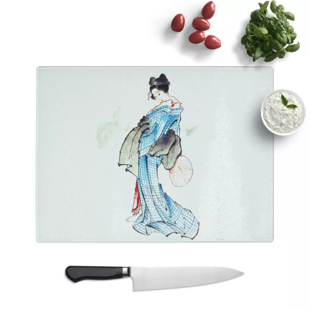 Beautiful Geisha By Katsushika Hokusai Chopping Board Kitchen Worktop Saver